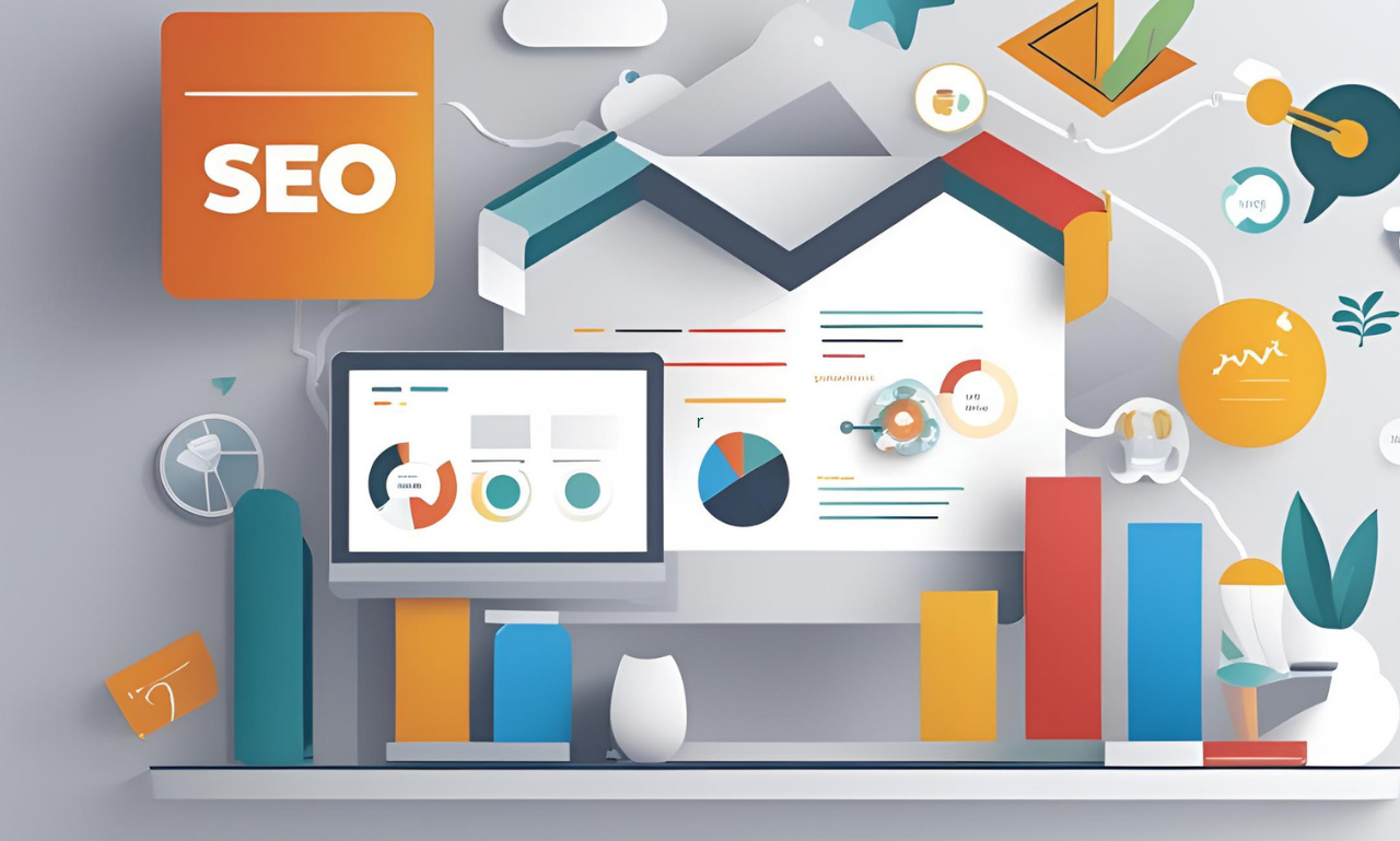 SEO Grafik mit Statistiken und Diagrammen